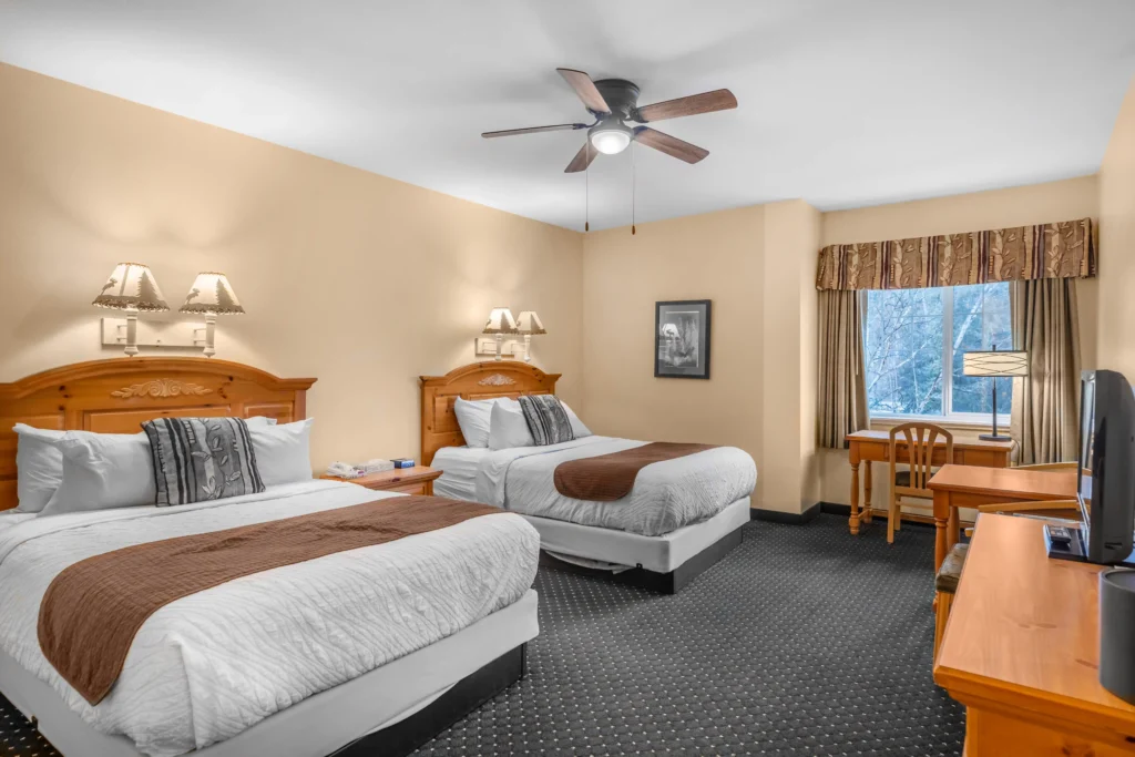 Guest room with two queen beds at Chena Hot Springs Resort
