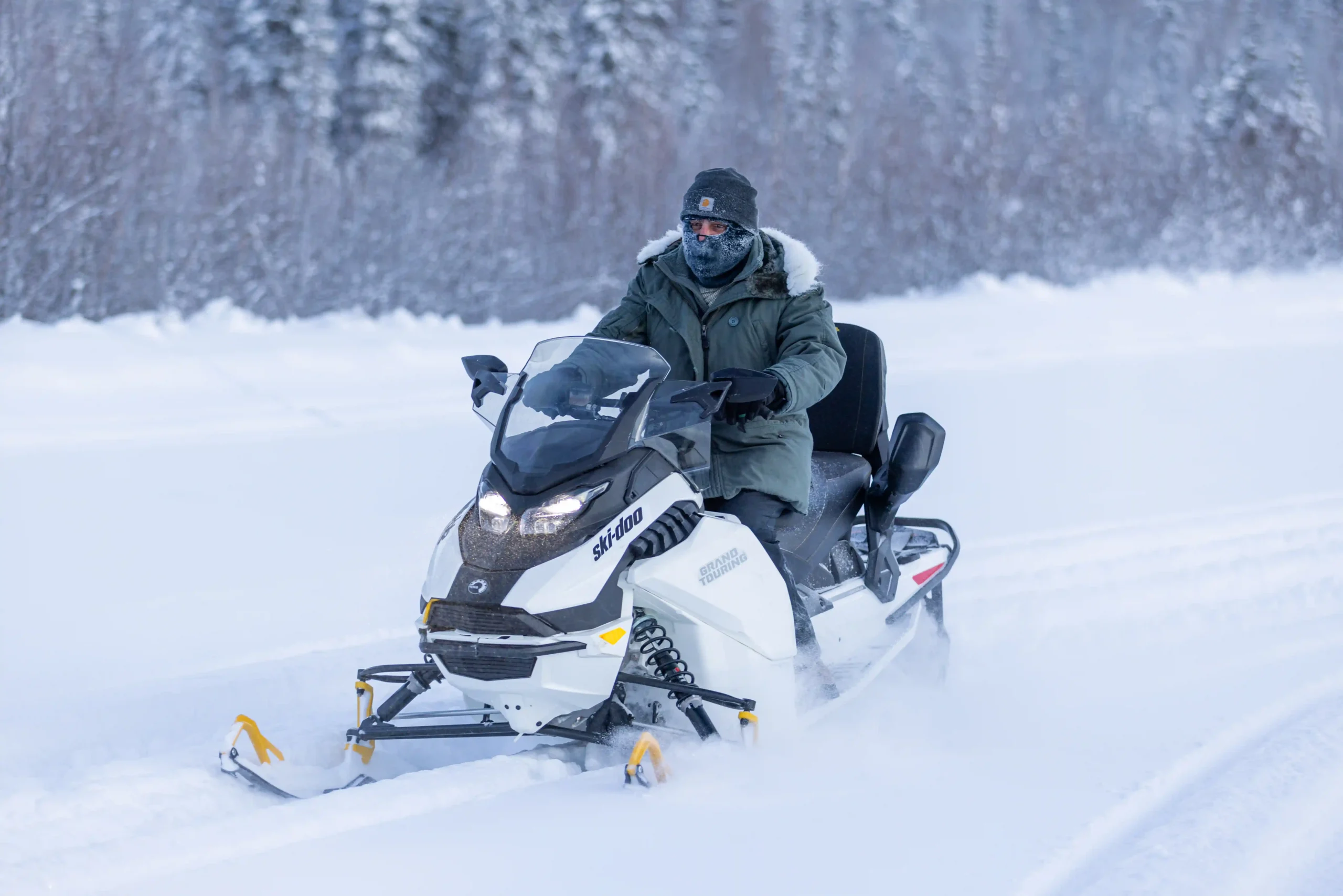 an electric snowmobile at chena hot springs resort in fairbanks alaska