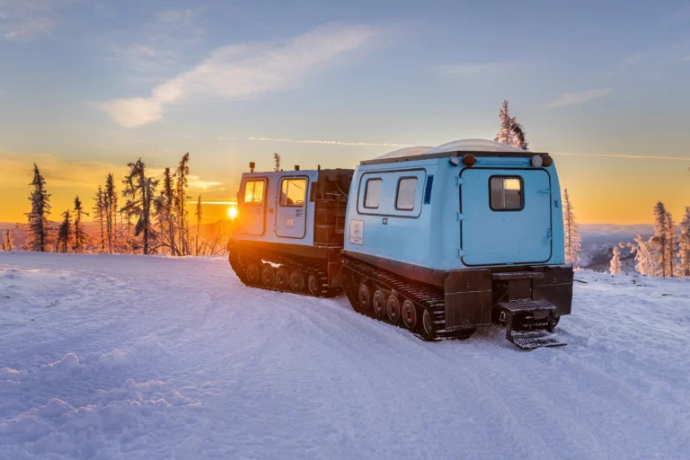 Chena Hot Springs Resort sunset snow coach tour to Charlie Dome summit